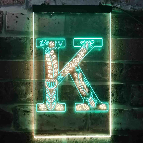 ADVPRO Letter K Initial Monogram Family Name  Dual Color LED Neon Sign st6-i3448 - Green & Yellow