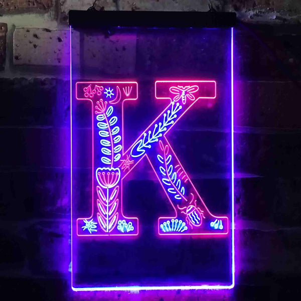 ADVPRO Letter K Initial Monogram Family Name  Dual Color LED Neon Sign st6-i3448 - Red & Blue