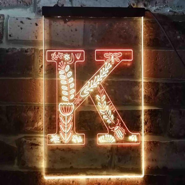 ADVPRO Letter K Initial Monogram Family Name  Dual Color LED Neon Sign st6-i3448 - Red & Yellow