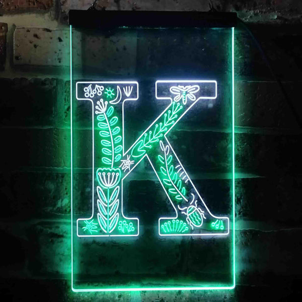 ADVPRO Letter K Initial Monogram Family Name  Dual Color LED Neon Sign st6-i3448 - White & Green