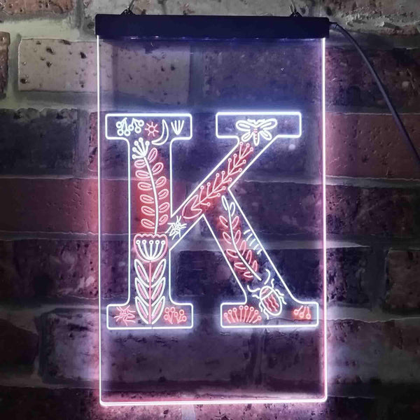 ADVPRO Letter K Initial Monogram Family Name  Dual Color LED Neon Sign st6-i3448 - White & Orange