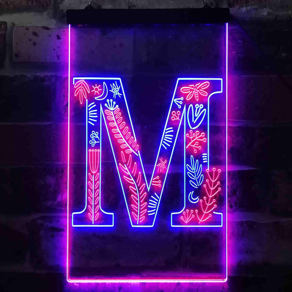 ADVPRO Letter M Initial Monogram Family Name  Dual Color LED Neon Sign st6-i3450 - Blue & Red