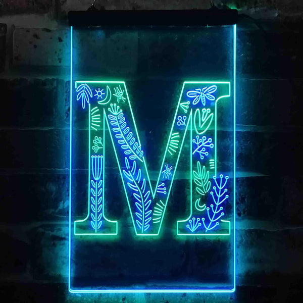 ADVPRO Letter M Initial Monogram Family Name  Dual Color LED Neon Sign st6-i3450 - Green & Blue