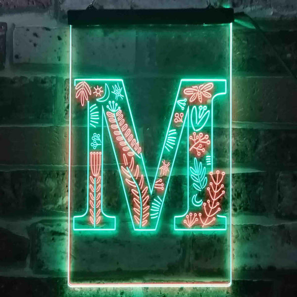 ADVPRO Letter M Initial Monogram Family Name  Dual Color LED Neon Sign st6-i3450 - Green & Red