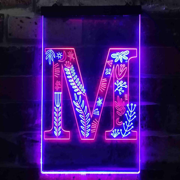 ADVPRO Letter M Initial Monogram Family Name  Dual Color LED Neon Sign st6-i3450 - Red & Blue