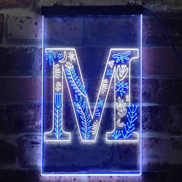 ADVPRO Letter M Initial Monogram Family Name  Dual Color LED Neon Sign st6-i3450 - White & Blue