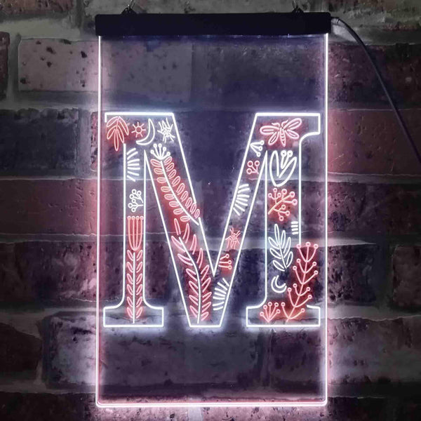 ADVPRO Letter M Initial Monogram Family Name  Dual Color LED Neon Sign st6-i3450 - White & Orange