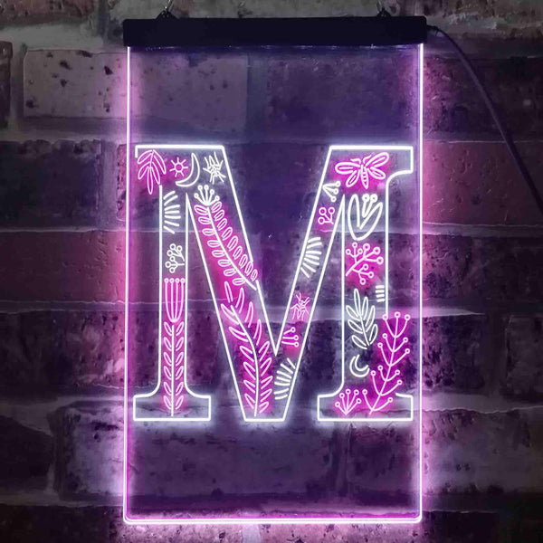 ADVPRO Letter M Initial Monogram Family Name  Dual Color LED Neon Sign st6-i3450 - White & Purple