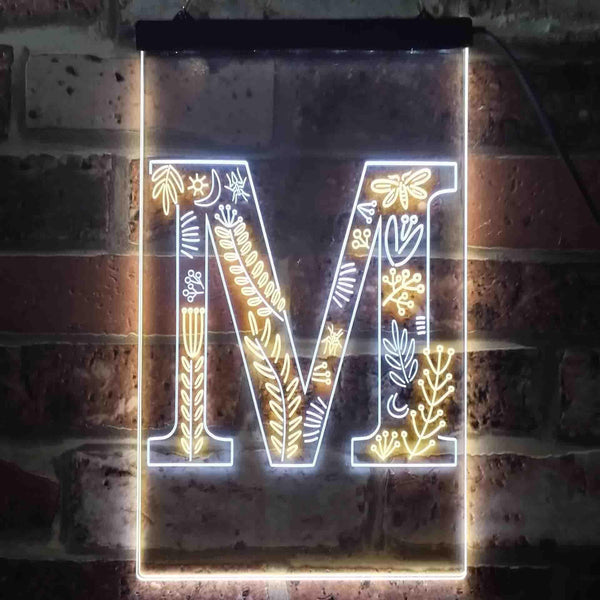 ADVPRO Letter M Initial Monogram Family Name  Dual Color LED Neon Sign st6-i3450 - White & Yellow