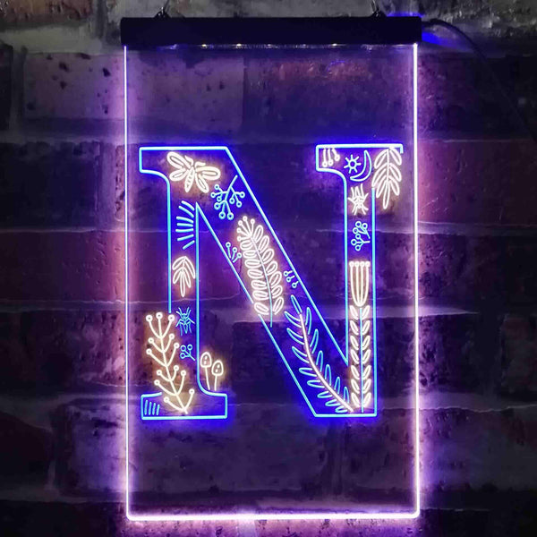 ADVPRO Letter N Initial Monogram Family Name  Dual Color LED Neon Sign st6-i3451 - Blue & Yellow