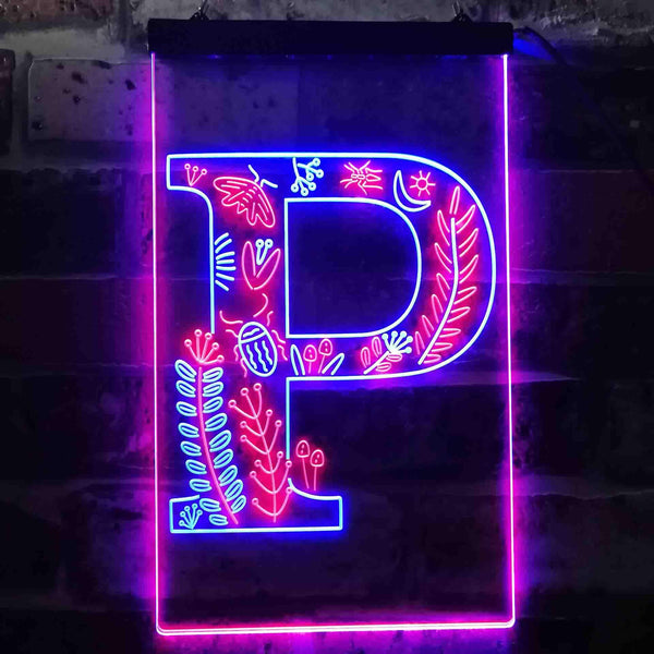 ADVPRO Letter P Initial Monogram Family Name  Dual Color LED Neon Sign st6-i3453 - Blue & Red