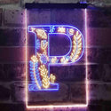 ADVPRO Letter P Initial Monogram Family Name  Dual Color LED Neon Sign st6-i3453 - Blue & Yellow