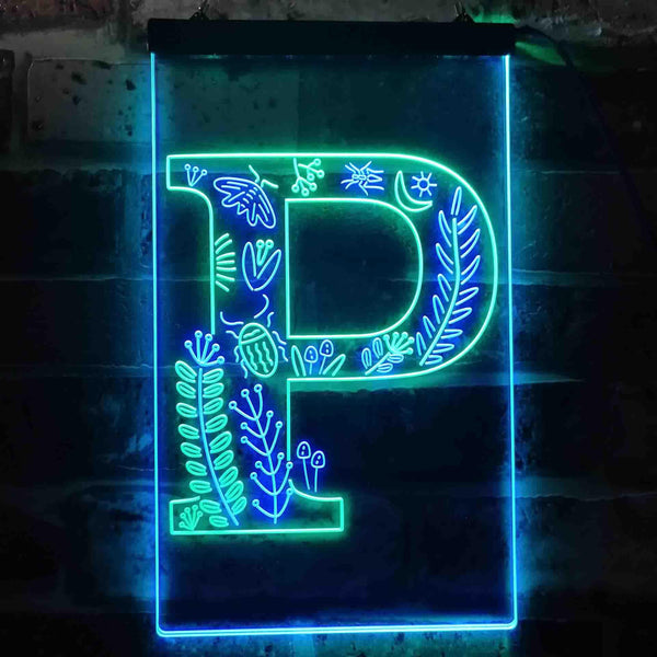 ADVPRO Letter P Initial Monogram Family Name  Dual Color LED Neon Sign st6-i3453 - Green & Blue