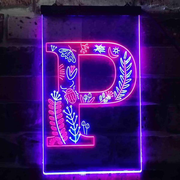 ADVPRO Letter P Initial Monogram Family Name  Dual Color LED Neon Sign st6-i3453 - Red & Blue