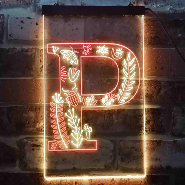 ADVPRO Letter P Initial Monogram Family Name  Dual Color LED Neon Sign st6-i3453 - Red & Yellow