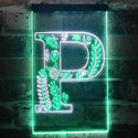 ADVPRO Letter P Initial Monogram Family Name  Dual Color LED Neon Sign st6-i3453 - White & Green