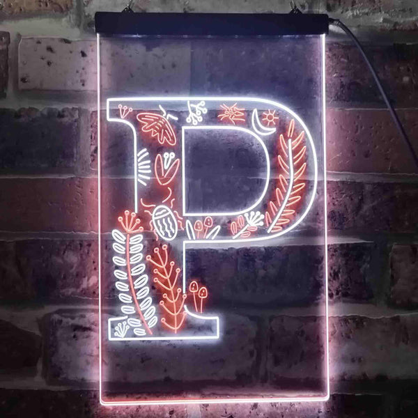 ADVPRO Letter P Initial Monogram Family Name  Dual Color LED Neon Sign st6-i3453 - White & Orange