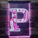 ADVPRO Letter P Initial Monogram Family Name  Dual Color LED Neon Sign st6-i3453 - White & Purple