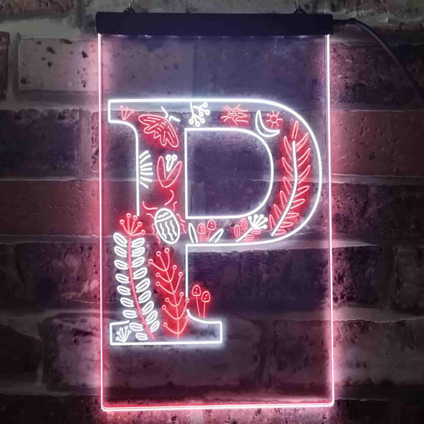 ADVPRO Letter P Initial Monogram Family Name  Dual Color LED Neon Sign st6-i3453 - White & Red