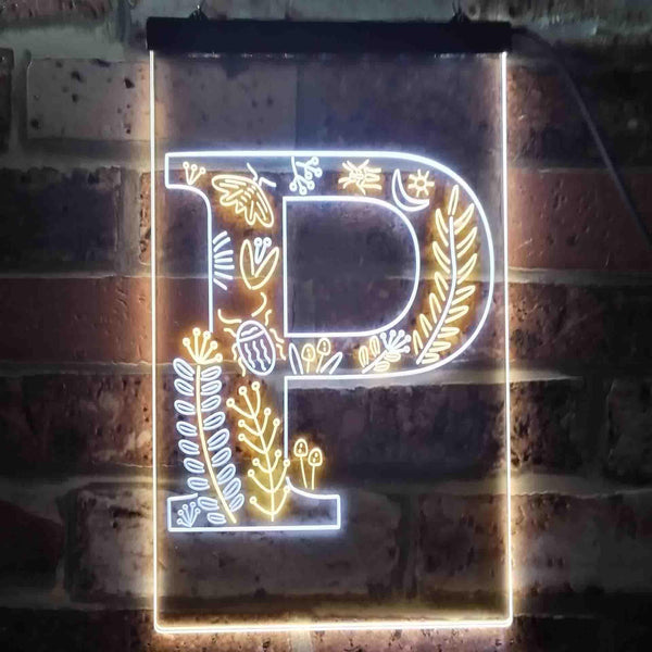 ADVPRO Letter P Initial Monogram Family Name  Dual Color LED Neon Sign st6-i3453 - White & Yellow