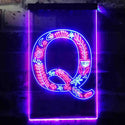 ADVPRO Letter Q Initial Monogram Family Name  Dual Color LED Neon Sign st6-i3454 - Blue & Red