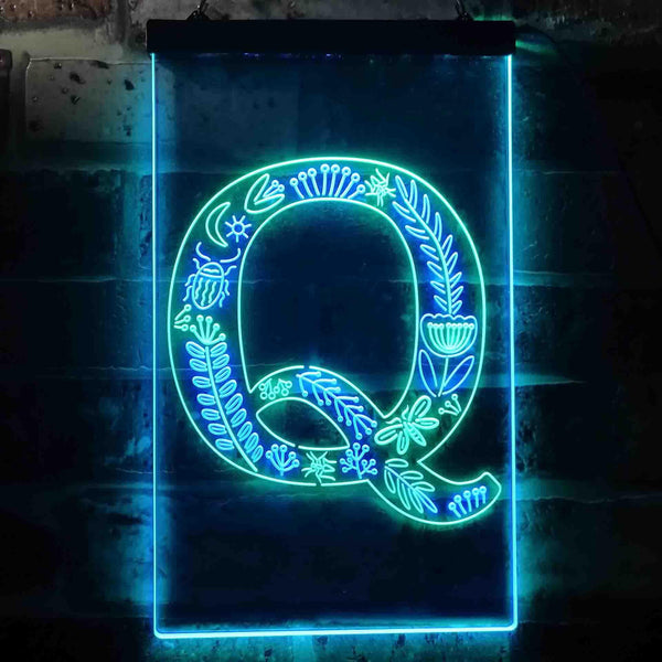 ADVPRO Letter Q Initial Monogram Family Name  Dual Color LED Neon Sign st6-i3454 - Green & Blue