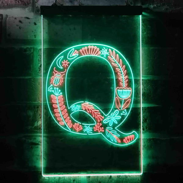 ADVPRO Letter Q Initial Monogram Family Name  Dual Color LED Neon Sign st6-i3454 - Green & Red
