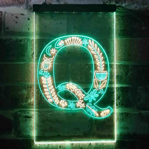 ADVPRO Letter Q Initial Monogram Family Name  Dual Color LED Neon Sign st6-i3454 - Green & Yellow