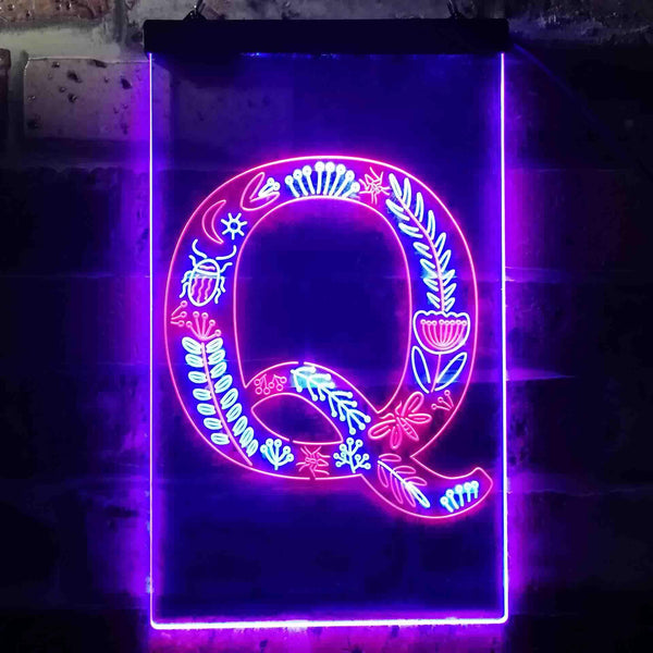 ADVPRO Letter Q Initial Monogram Family Name  Dual Color LED Neon Sign st6-i3454 - Red & Blue