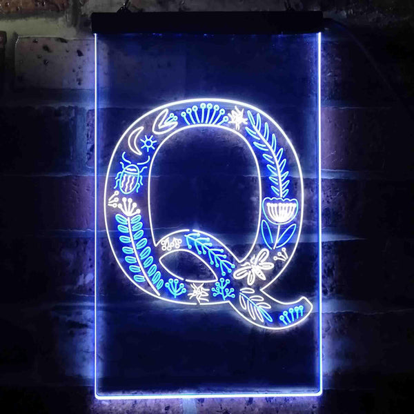 ADVPRO Letter Q Initial Monogram Family Name  Dual Color LED Neon Sign st6-i3454 - White & Blue