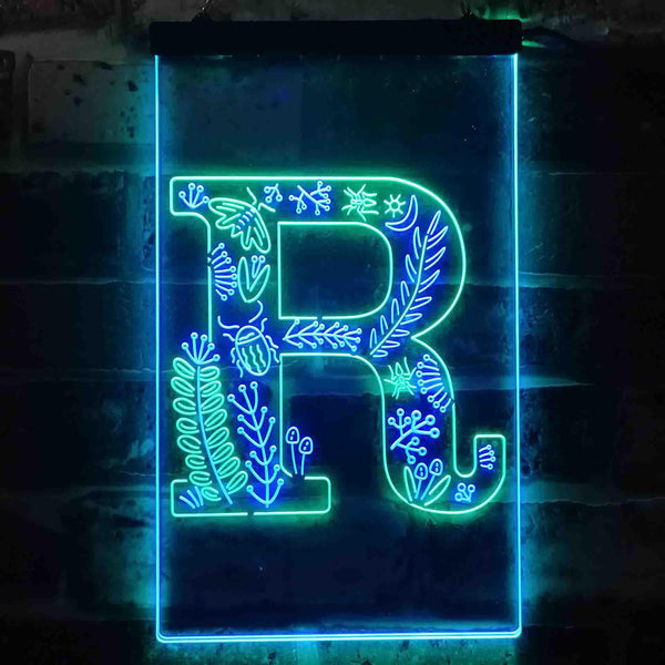 ADVPRO Letter R Initial Monogram Family Name  Dual Color LED Neon Sign st6-i3455 - Green & Blue