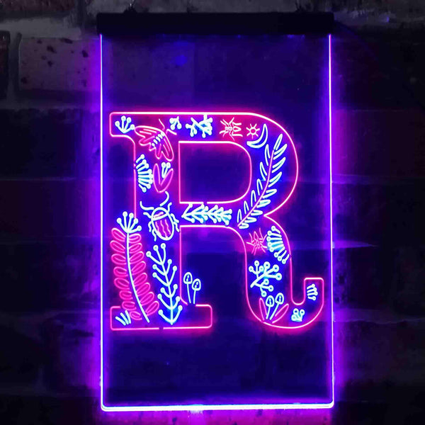 ADVPRO Letter R Initial Monogram Family Name  Dual Color LED Neon Sign st6-i3455 - Red & Blue