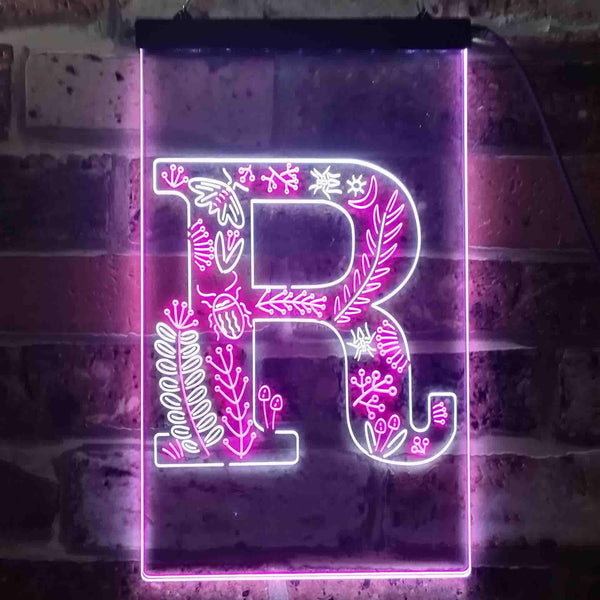 ADVPRO Letter R Initial Monogram Family Name  Dual Color LED Neon Sign st6-i3455 - White & Purple