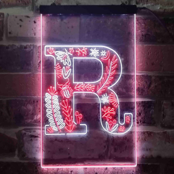 ADVPRO Letter R Initial Monogram Family Name  Dual Color LED Neon Sign st6-i3455 - White & Red