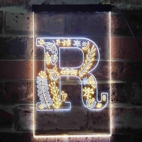 ADVPRO Letter R Initial Monogram Family Name  Dual Color LED Neon Sign st6-i3455 - White & Yellow