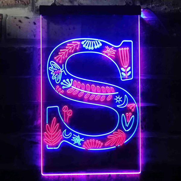 ADVPRO Letter S Initial Monogram Family Name  Dual Color LED Neon Sign st6-i3456 - Blue & Red