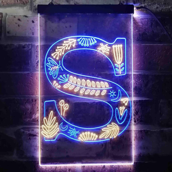 ADVPRO Letter S Initial Monogram Family Name  Dual Color LED Neon Sign st6-i3456 - Blue & Yellow
