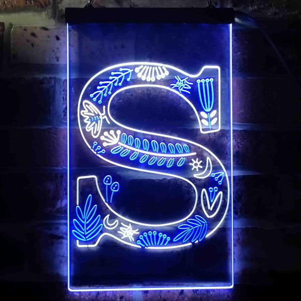ADVPRO Letter S Initial Monogram Family Name  Dual Color LED Neon Sign st6-i3456 - White & Blue