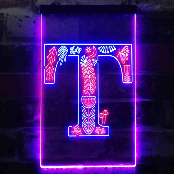 ADVPRO Letter T Initial Monogram Family Name  Dual Color LED Neon Sign st6-i3457 - Blue & Red