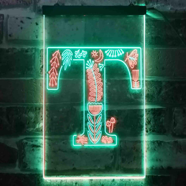ADVPRO Letter T Initial Monogram Family Name  Dual Color LED Neon Sign st6-i3457 - Green & Red