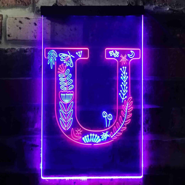 ADVPRO Letter U Initial Monogram Family Name  Dual Color LED Neon Sign st6-i3458 - Red & Blue