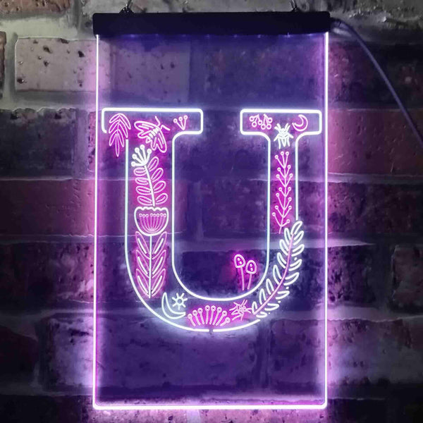 ADVPRO Letter U Initial Monogram Family Name  Dual Color LED Neon Sign st6-i3458 - White & Purple