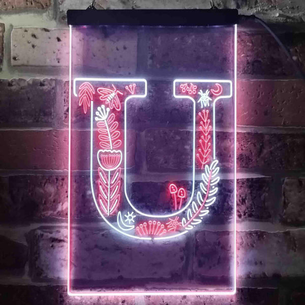 ADVPRO Letter U Initial Monogram Family Name  Dual Color LED Neon Sign st6-i3458 - White & Red