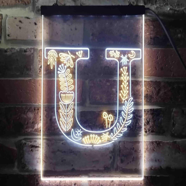 ADVPRO Letter U Initial Monogram Family Name  Dual Color LED Neon Sign st6-i3458 - White & Yellow
