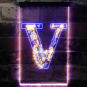 ADVPRO Letter V Initial Monogram Family Name  Dual Color LED Neon Sign st6-i3459 - Blue & Yellow