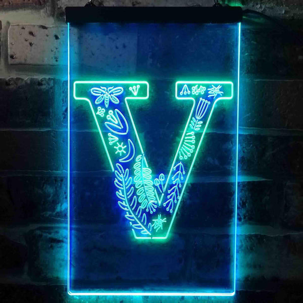 ADVPRO Letter V Initial Monogram Family Name  Dual Color LED Neon Sign st6-i3459 - Green & Blue