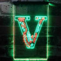 ADVPRO Letter V Initial Monogram Family Name  Dual Color LED Neon Sign st6-i3459 - Green & Red