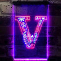ADVPRO Letter V Initial Monogram Family Name  Dual Color LED Neon Sign st6-i3459 - Red & Blue