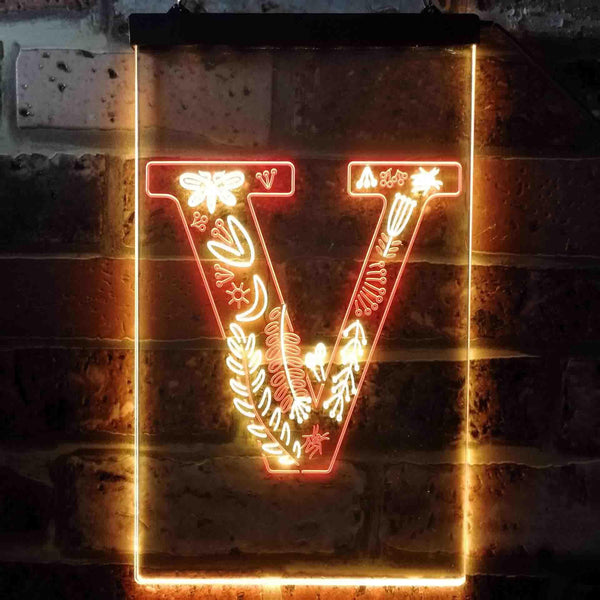 ADVPRO Letter V Initial Monogram Family Name  Dual Color LED Neon Sign st6-i3459 - Red & Yellow
