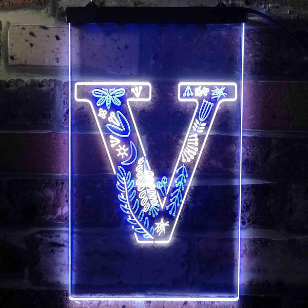 ADVPRO Letter V Initial Monogram Family Name  Dual Color LED Neon Sign st6-i3459 - White & Blue
